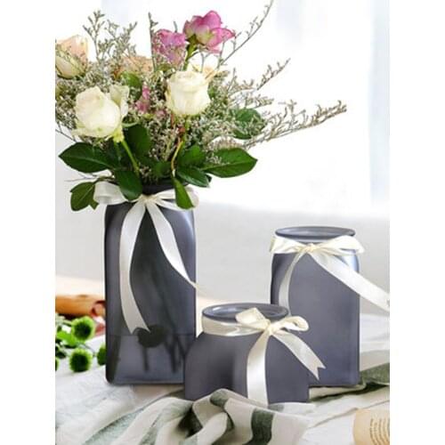 Flower Ornament Multi-colored Frosted Glass Vase Small Fresh For Flowers Decoration Home Living Room Grey Summer Glass Vases
