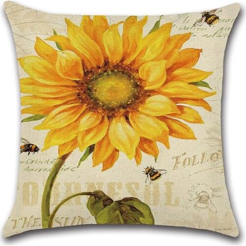 Throw Pillow Case Sunflower Printing Decorative Cushion Covers Pillowcases Pillow Anti-Dust Covers For Sofa Home Bedroom Decor