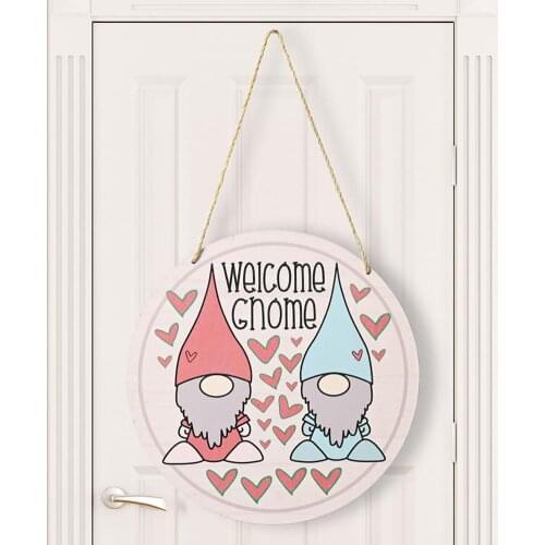 Welcome Sign Gnome Wooden Door Plate Home Pendant Hanging Wreath Rudolph Love-Shape Farmhouse Porch Decor Ornament Hanging Board