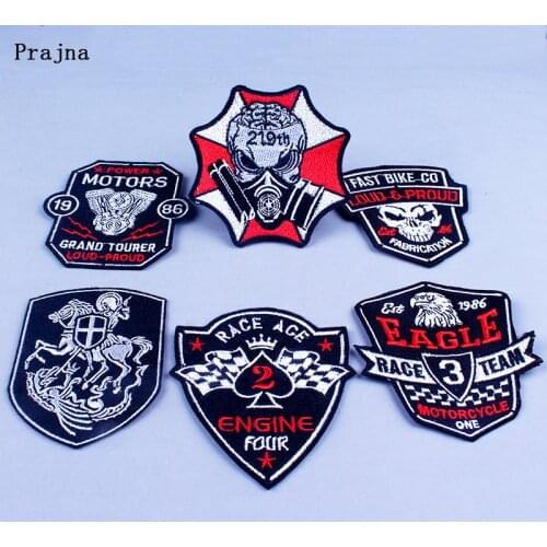 DIY Motor Biker Badge Patch For Clothing Embroidered Iron on Applique On Cloth Punk Skull Knight Arm Badge Patches Hippie Decor