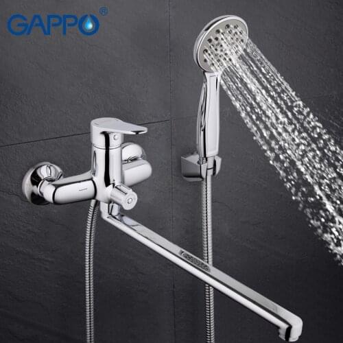 GAPPO TOP Quality Wall-mount bathroom sink faucet torneira with long spout single handle bathtub mixer in handshow GA2236