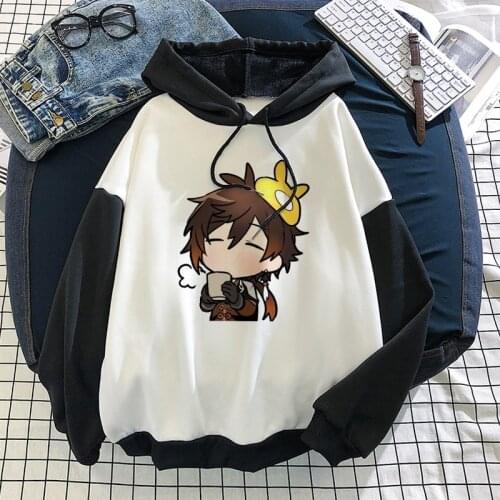Genshin Impact Print Hot Game Hoodies Zhong Li Women/Men Kangaroo Oversized Sweatshirts Streetwear Graphic Hip Hop Pullovers Top