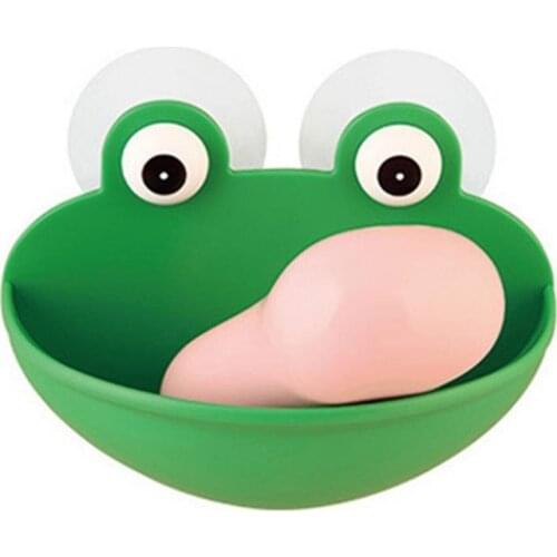 Hot Sale 80% Lovely Frog Wall Suction Sponge Soap Drain Dish Rack Holder Soap Storage Box Bathroom Supplies