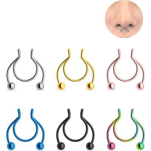 Stainless Steel U Shaped Dainty Faux Nose Rings Hot Sale Nasal Septum False Nose Ring Piercing Jewelry