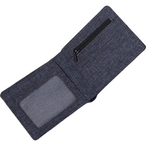 Men Credit Card Holders Minimalist Wallet Linen Blend Wallet with Large Bill Compartment Deep Blue/Black/Deep Gray