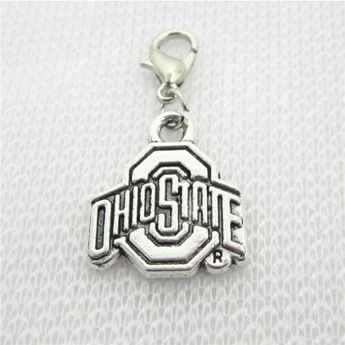 Hot Selling 20pcs/lot OHIO State Dangle Charms Lobster Clasp Charms DIY Bracelet Necklace Pendant Jewelry Hanging Charms