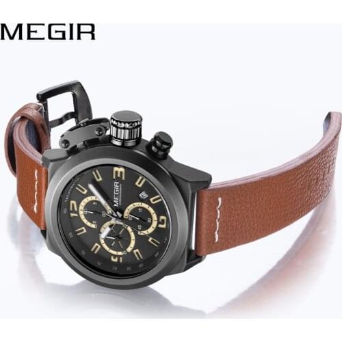 MEGIR Quartz Men Watch Luminous Relogio Masculino Multifunction Wrist Watches Men Clock Chronograph Watches Reloj Hombre 2029