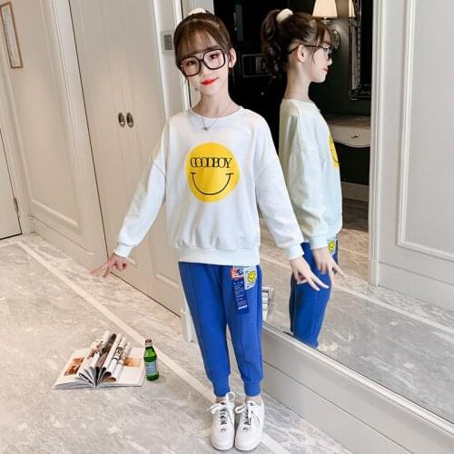 Cute Pullover Spring Summer Childrens Clothes Set Baby Girls Sweatshirts + Pants 2pcs/Set Kids Costume Teenage Girl Clothing Hi