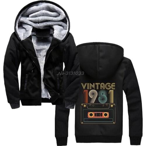 Men Hoodie Vintage 1981 Women Fashion Men Winter Thicken Keep Warm Sweatshirt Hooded Jacket Streetwear Harajuku