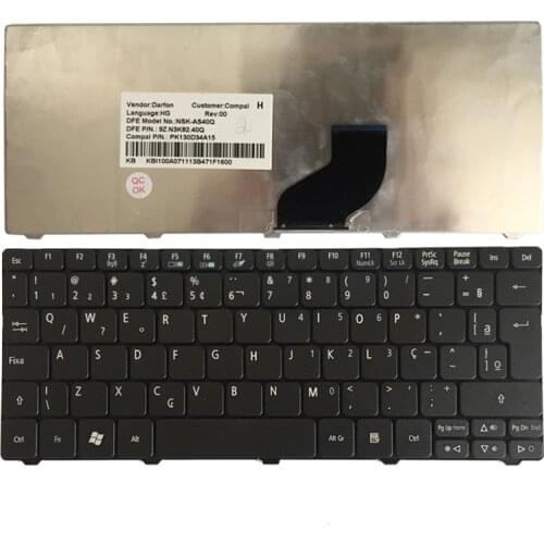 NEW Brazil/BR laptop Keyboard for Acer Aspire One Happy, Happy 2 .HAPPY2 E100 AOE100 N55C RAV70 PAV50 Black