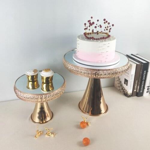 New pattern Gold mirrors cake stand Wedding Dessert Tray Cupcake display table decoration Party