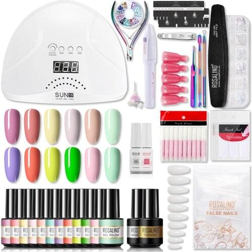 ROSALIND Gel Nail Polish Set Semi Permanent Gel Kit All For Manicure Fast Shipping Nail Art Design Soak Off Gel Lacquer base top
