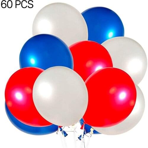 Practical 60 Pack Red White and Blue Balloons 12 Inch Latex Party Balloons Perfect Party Birthday Decoration for All Occasions