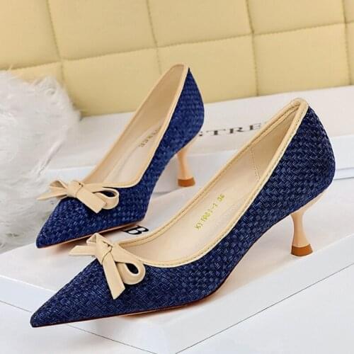 Bowkont Shoes Womens Pumps Shoes On Heels 6cm Korean Style High Heel Shoes For Women Casual Shoes Party Pointed Toe Stiletto