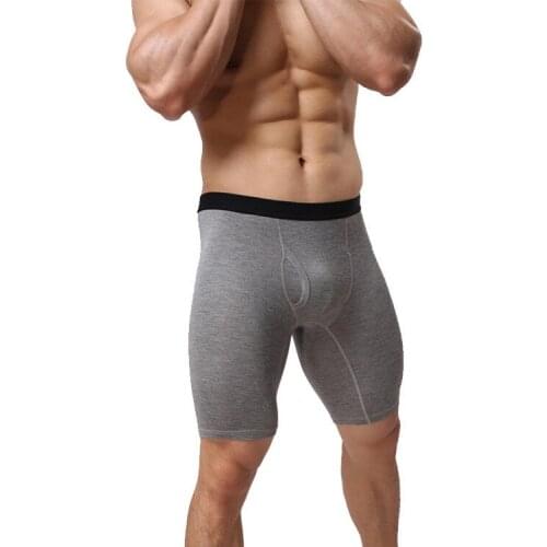 Sexy Underwear Men Cotton Boxers Shorts Cueca masculina Mid-waist U Convex Pouch Long Leg Underpants ropa interior hombre M-XL