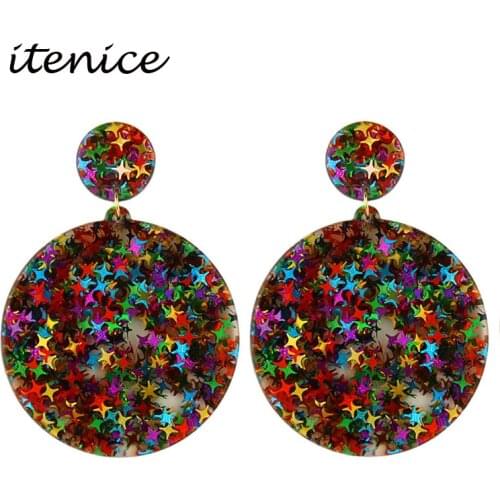 2019 New Fashion Acid Acrylic Resin Earrings Full Star Round Oval Drop Earrings for Women Pendants Earrings Fashion Jewelry Gift