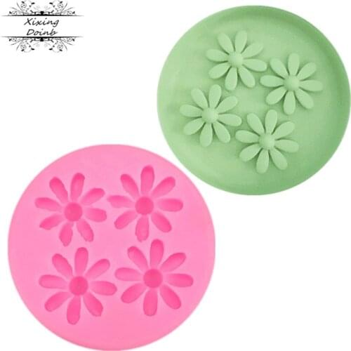 Four hole small daisy shape silicone mold Chocolate Candy Mold Daisy cake decoration Tools Kitchen Baking supplies