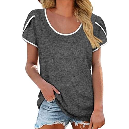 Top femme Basic tops топики Streetwear Woman T-shirts Summer Tunic Casual Solid Color Print Short Sleeve Loose T-Shirt Blouse