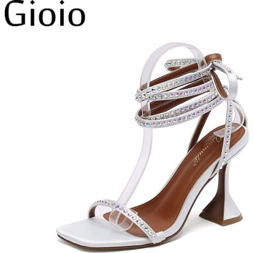 Summer Women Fashion Dancing High Heels Wedding Shoes Sexy Pump Female Cover Heel Party T-stage Transparent Crystal Sandals