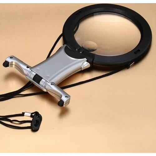 2.25X 5X LED Illuminated Reading Sewing Embroidery Magnifying Glass with Neck Strap Cross Stitching Lupa Magnifier