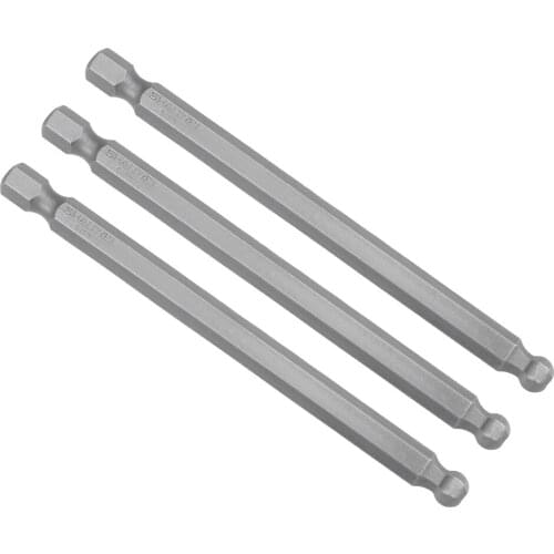 Uxcell 3 Pcs H6 (6mm) Ball End Screwdriver Bits S2 Steel Magnetic 3.9 Inch Long Drill Bit with 1/4 Inch Hex Shank for Drill