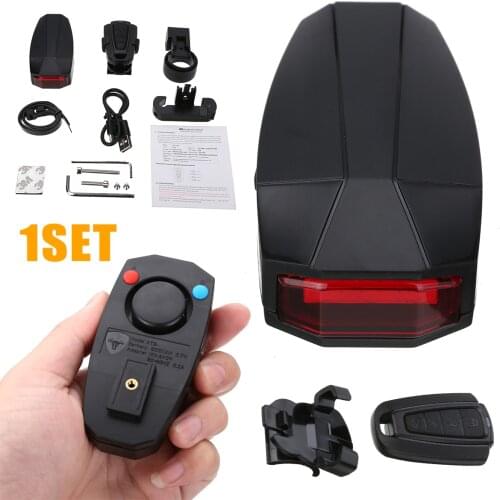 Waterproof Anti-theft Bike Lock Cycling Security Lock Wireless Remote Control Vibration Alarm USB Taillight Bicycle Accessories