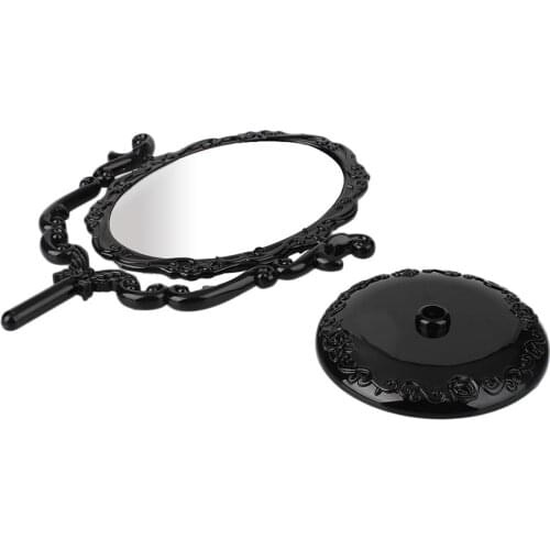 Makeup Desktop Rotatable Gothic Small Size Rose Stand Compact Mirror Black Butterfly