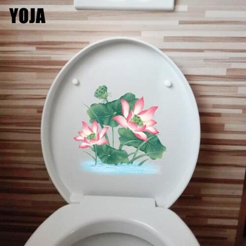 YOJA 22.5×22.6CM Fresh Lotus Creative WC Toilet Decoration Classic Home Room Wall Stickers T1-2979