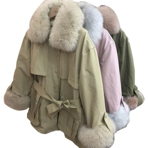 2020 New Winter Thick Real Fox Fur Collar & Sleeve Down Jacket Women Parkas Mujer Warm Duck Down Jacket Female Coat