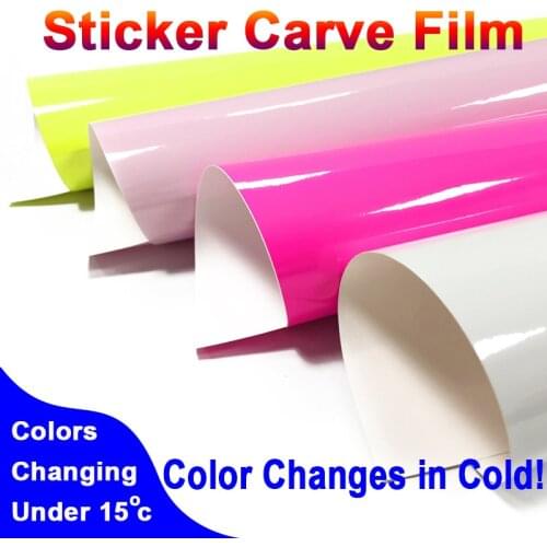 1 Roll Cold Discoration Adhesive Sticker Film Color Changing Paper Under 15 Degree DIY Carve Decoration Removable Glue