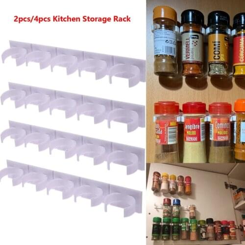 20 Clips Kitchen Spice Rack Organizer Spice Jars Holder Gripper Clip Strips Stick to Cabinet Door Wall Refregerator Organizer