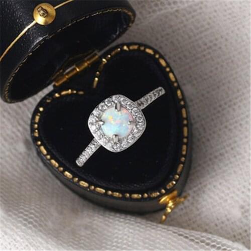 2021 Fashion AAA Cz Rings For Women Opal Stone Engagement Ring Romantic Bridal Wedding Bijoux Gift Women Rings Dropshipping