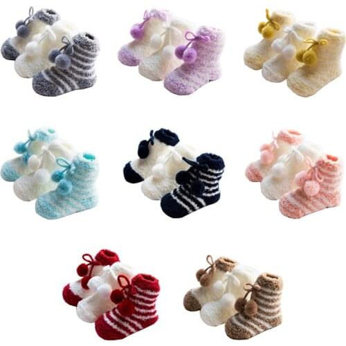 3Pair/lot New autumn and winter baby warm socks thick non-slip childrens floor baby foot sock