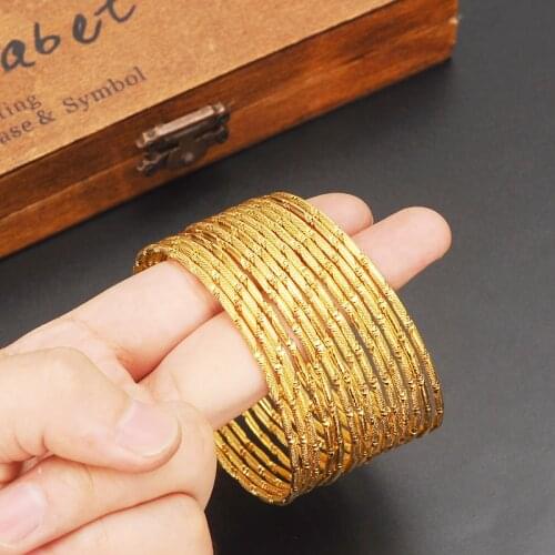 4pcs Dubai Gold Stamp women girls Bangle india Bracelet for Kids african Children Bairn Jewelry Baby mideast Arab cute Gift