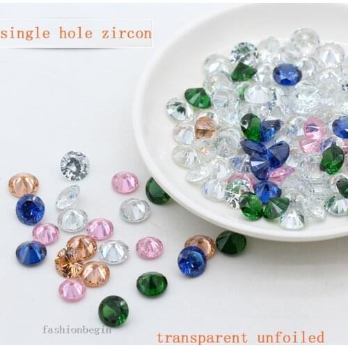 8mm Round colors Nature zircon cz cut Gems point back crystal rhinestones 1 hole pendants loose beads necklace earring DIY craft