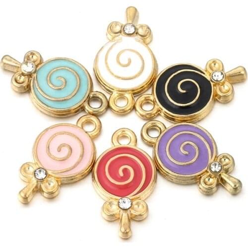 DIY Jewelry Accessories Dripping Oil Pendant Alloy Painting Oil Diamond Cartoon Lollipop Bracelet Necklace Pendant Material