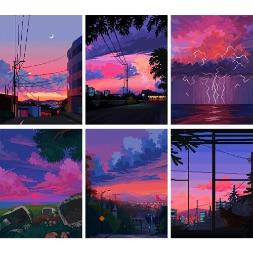 5D DIY Diamond Painting "Twilight Under The Pen" Big Head Crafts, Home Art Decorations, Hanging Paintings Can Be Customized