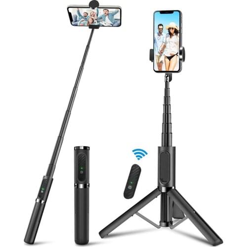 All in One Aluminum Selfie Stick Detachable Phone Tripod with Wireless Remote