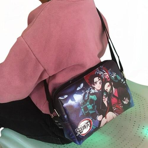 Anime Demon Slayer: Kimetsu no Yaiba Kamado Tanjirou PU Shoulder Bag For Children Girls Messenger Handbags Crossbody Bags Purse