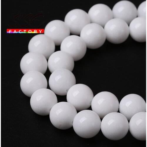 Wholesale Natural White Porcelain Stone Beads For Jewelry Making Ceramic DIY Bracelet Material 4/6/8/10/ 12/14 mm Strand 15" J19