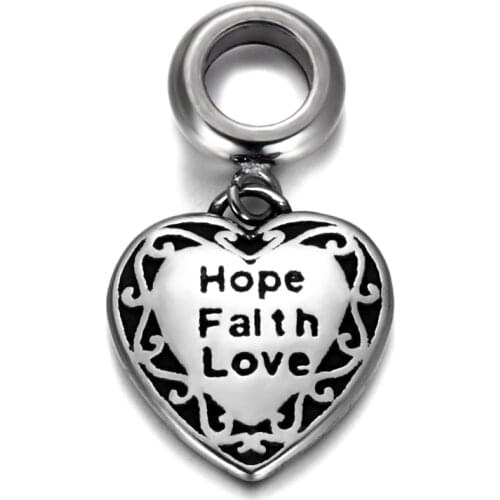 Stainless Steel Spacer Bail Beads with Heart Charms 5mm Hole Polished Metal Charm Accessories DIY Bracelet Jewelry Making