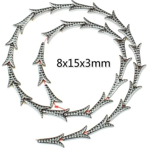Natural Stone Hematite Arrow Shaped Loose Beads 8x15x3mm Black Arrow Beads for DIY Bracelet Necklace Ornaments (15 Inch)