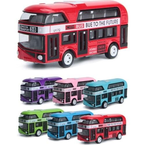 Drop Ship 1:43 Car Model Double-decker London Bus Toys Alloy Diecast Vehicle Toys For Children Gifts (Random Color)
