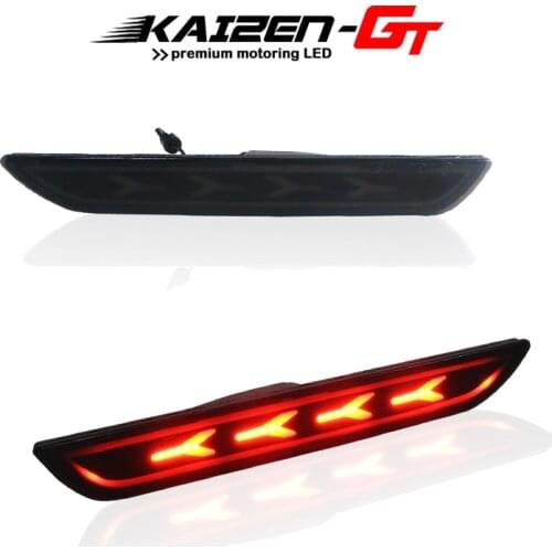 Smoked Lens Red LED 3D Fish Born Design Rear Bumper Side Marker Lights For 2010-2018 Ford Mustang Fender Side Marker Lights 12V