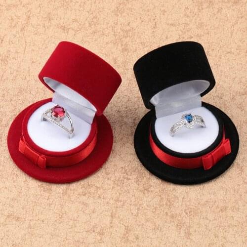 2 pieces lovely Velvet gift box Top hat jewelry box wedding ring box Necklace Ring Case Earrings Holder for jewelry display