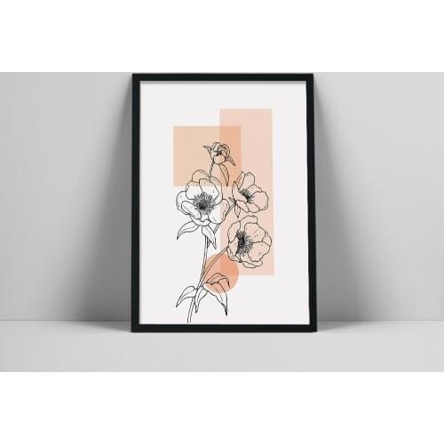 Poppy Flowers Art Print | Line Drawing Poppies | Botanical Wall Art | Abstract Flower Poster | Line Art Flower Wf mal Lrint | r