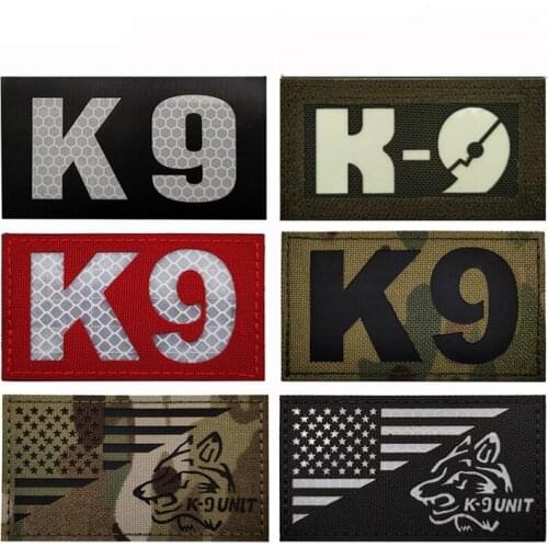 IR Reflective Fabric Dog Collar Tactical Sticker Patch Nylon K9 Unit Pet Strap Velcro Badge DIY Clothes Bag Accessories