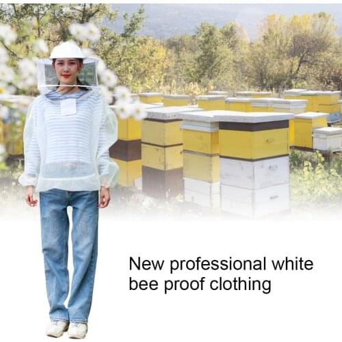 Beekeeping Suit Outfit With Detachable Veil Hood For Bee Keepers White Mesh Work Clothes Elastic Design High Quality