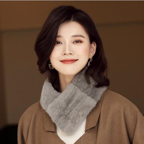 Lantafe Scarf Women Mink Scarfs Real Fur Collar Scarf Shawl Single side fur Winter For Women Scarfs Mink Fur Scarf Fashion
