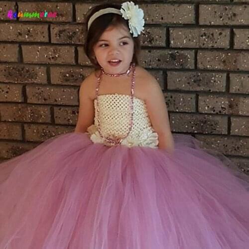 Ksummeree Summer Vintage Girls Tutu Dress Photo Wedding Birthday Couture Kids Flower Dress with Matching Headband TS109